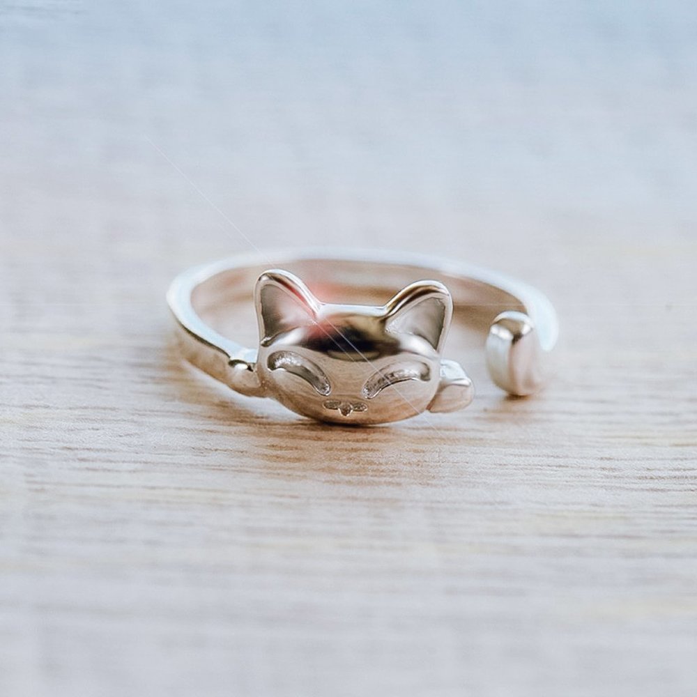 3/$25 🏷️ Cat Ring Minimal Minimalist Ring for Cat lovers Kitty Ring for her - Picture 1 of 8
